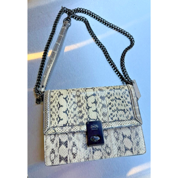 Coach Hutton Shoulder Bag Genuine Snakeskin Chain Strap NWOT Limtd Edition $650 - Picture 1 of 16